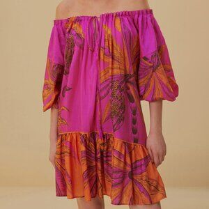Beach Forest Pink Off The Shoulder Mini Dress